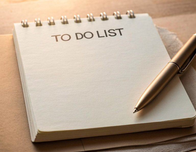 A blank notepad with "TO DO LIST" printed at the top and a pen beside it.